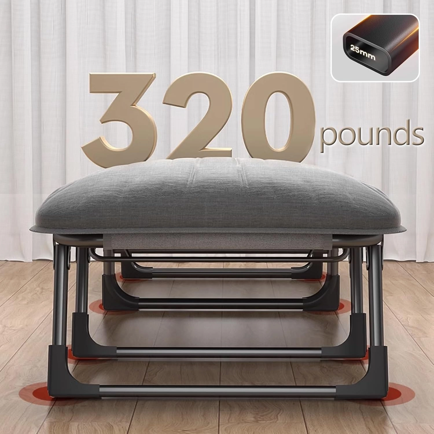 Portable Folding Bed for Adults Four Speed Adjustment Camping Cot for Adults with 3D Headrest Portable Folding Bed for Sleeping 160 kg Load Capacity(Gray D,190 * 70 * 30cm)