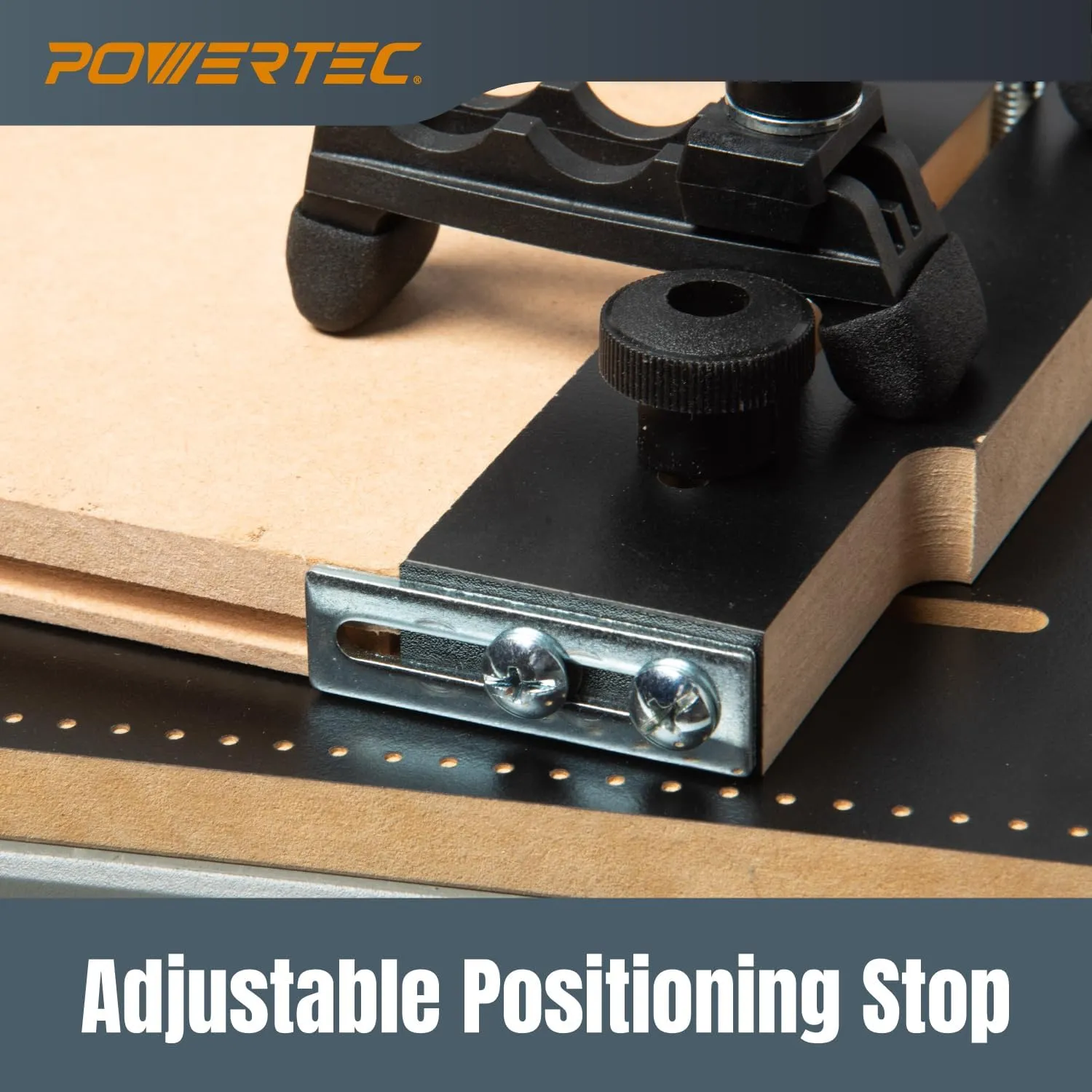POWERTEC Table Saw Tapering Jig, Small Parts Taper Jig with 3/4" x 3/8" Miter Bar, Adjustable Hold Down Clamp, Non-Slip Grip Strips, Ergonomic Handle - Table Saw Jig Accessories (71875)