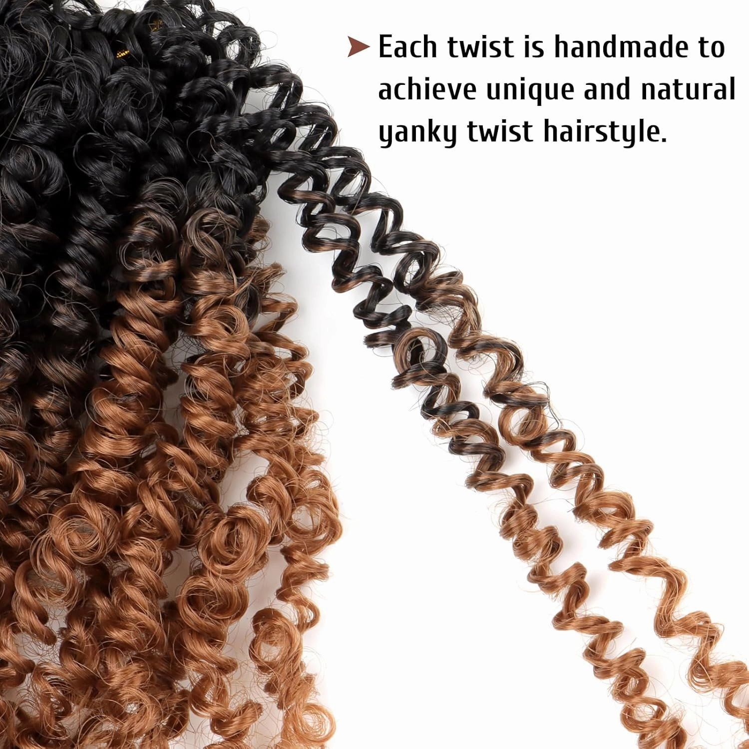 Pre Looped Yanky Twist Crochet Hair 12 Inch 8 Packs Black to Brown Ombre 1B/30# Fluffy Spring Mini Twist Passion Twist Bohemian Synthetic Crochet Braiding Hair