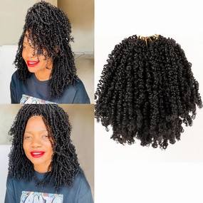Pre Looped Yanky Twist Crochet Hair 8 Inch 8 Packs 1B# Natural Black Fluffy Spring Mini Twist Passion Twist Bohemian Synthetic Crochet Braiding Hair