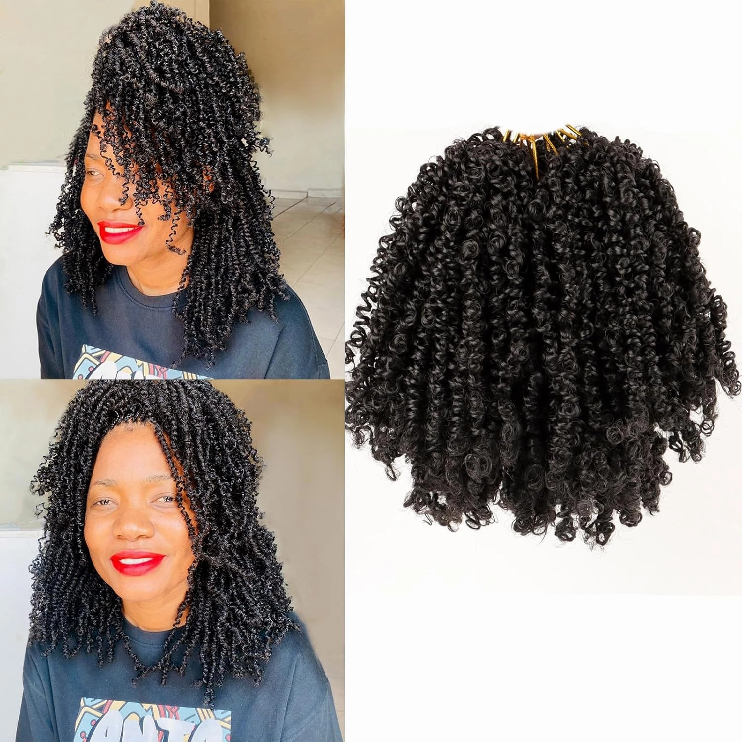 Pre Looped Yanky Twist Crochet Hair 8 Inch 8 Packs 1B# Natural Black Fluffy Spring Mini Twist Passion Twist Bohemian Synthetic Crochet Braiding Hair