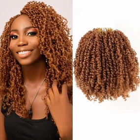 Pre Looped Yanky Twist Crochet Hair 8 Inch 8 Packs 30# Brown Fluffy Spring Mini Twist Passion Twist Bohemian Synthetic Crochet Braiding Hair