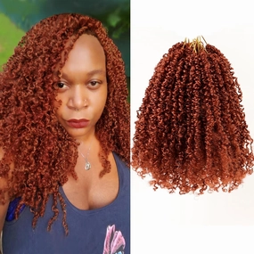 Pre Looped Yanky Twist Crochet Hair 8 Inch 8 Packs 350# Ginger Fluffy Spring Mini Twist Passion Twist Bohemian Synthetic Crochet Braiding Hair