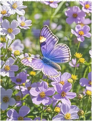 Purple Butterfly and Flowers Building Block Puzzle Personalized Building Bricks for Adults Block Puzzle Building DIY Brick Block Puzzles Valentine's Day Gifts for Home Decor Brick Puzzle
