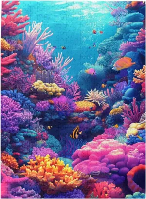 Puzzles For Adults 500 Pieces Coral Reef Wonderland,Vibrant Fish Dancing Through Rainbow Coral Gardens In Sunlit Waters,Vibrant And Unique Design,Gifts For Friends And Family