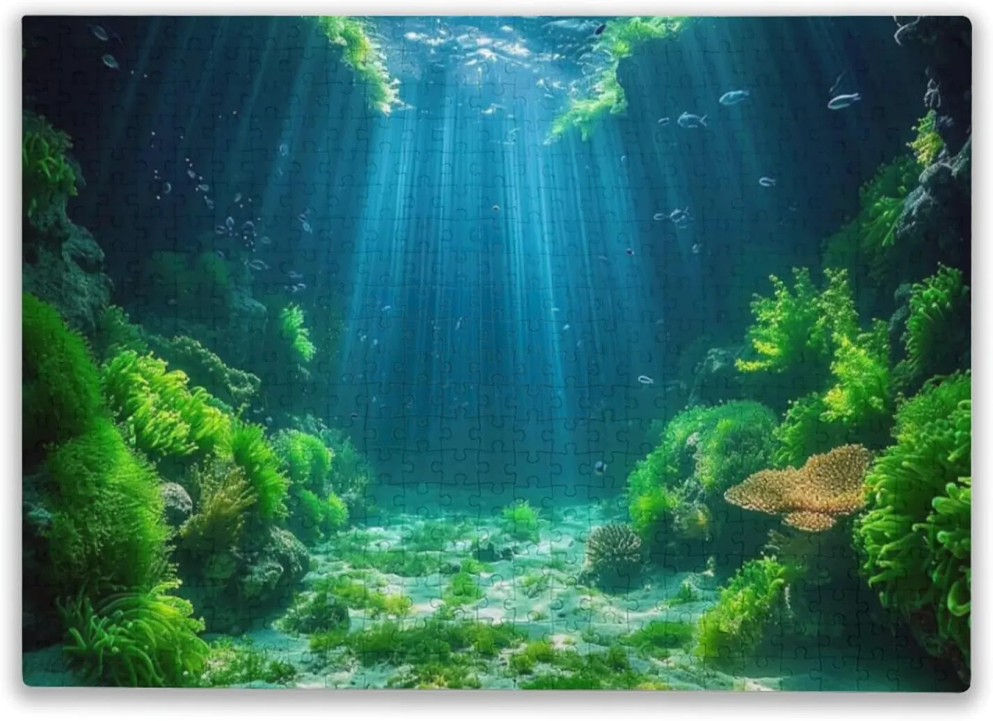 Puzzles for Adults Aquatic Plants Soft Algae Underwater World Fish Rock with Moss Sunlight Rays Wooden Jigsaw Puzzle Gift Family Games Kids Children DIY Toys 500 Pieces