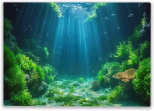 Puzzles for Adults Aquatic Plants Soft Algae Underwater World Fish Rock with Moss Sunlight Rays Wooden Jigsaw Puzzle Gift Family Games Kids Children DIY Toys 500 Pieces