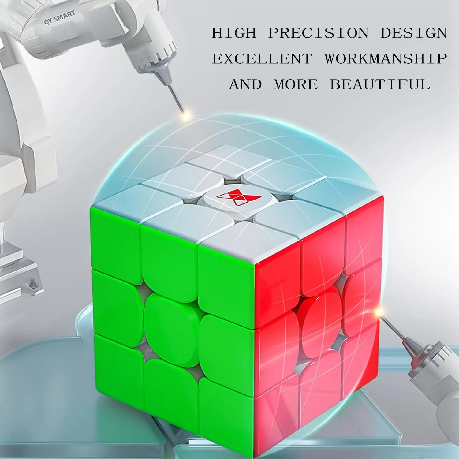 QY X-Man Tornado Speed Cube 3x3 Stickerless Magic Cube XMD Tornado Puzzle Toys for Adults and Kids (X-Man Tornado V3M, Pioneer UV)