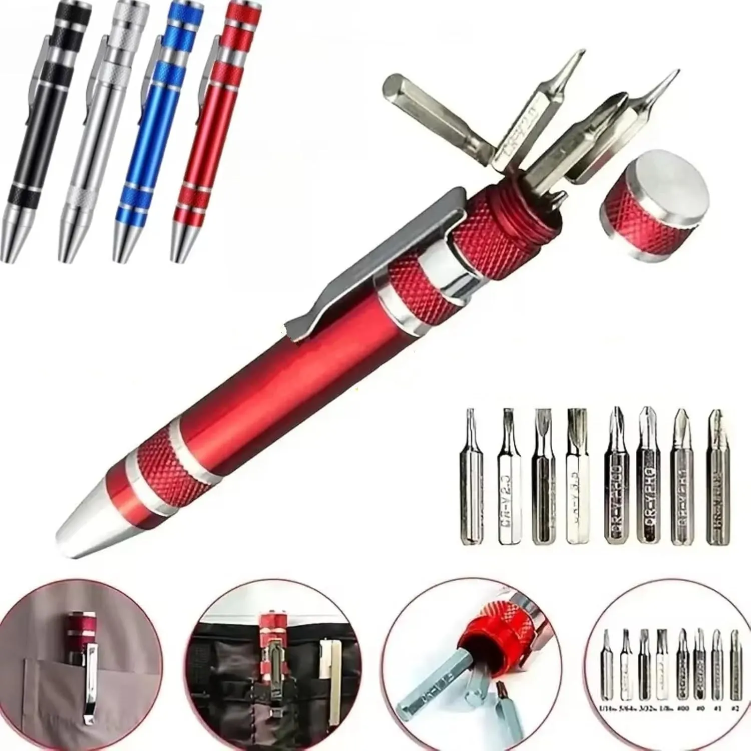 RC Disassembly Tool for Universal Parts RC Car Multifunction Aluminum Pocket Precision for Mini Screwdriver Pen Portable 8 in 1 Repair Hand Tools Kit(Black)
