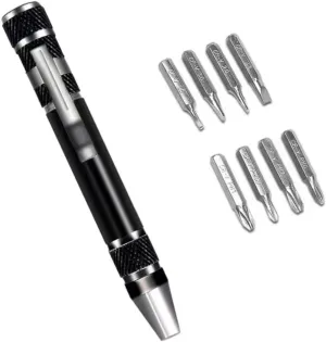 RC Disassembly Tool for Universal Parts RC Car Multifunction Aluminum Pocket Precision for Mini Screwdriver Pen Portable 8 in 1 Repair Hand Tools Kit(Black)