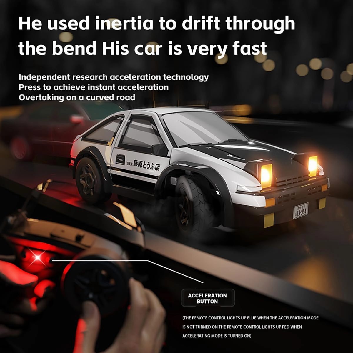 RC Drift Car 1/64 Scale Mini RC, 2.4Ghz Micro Turbo Racing 4WD Desktop Remote Control Rally Car with LED Lights for Adults Kid Toys Gift (AE86)