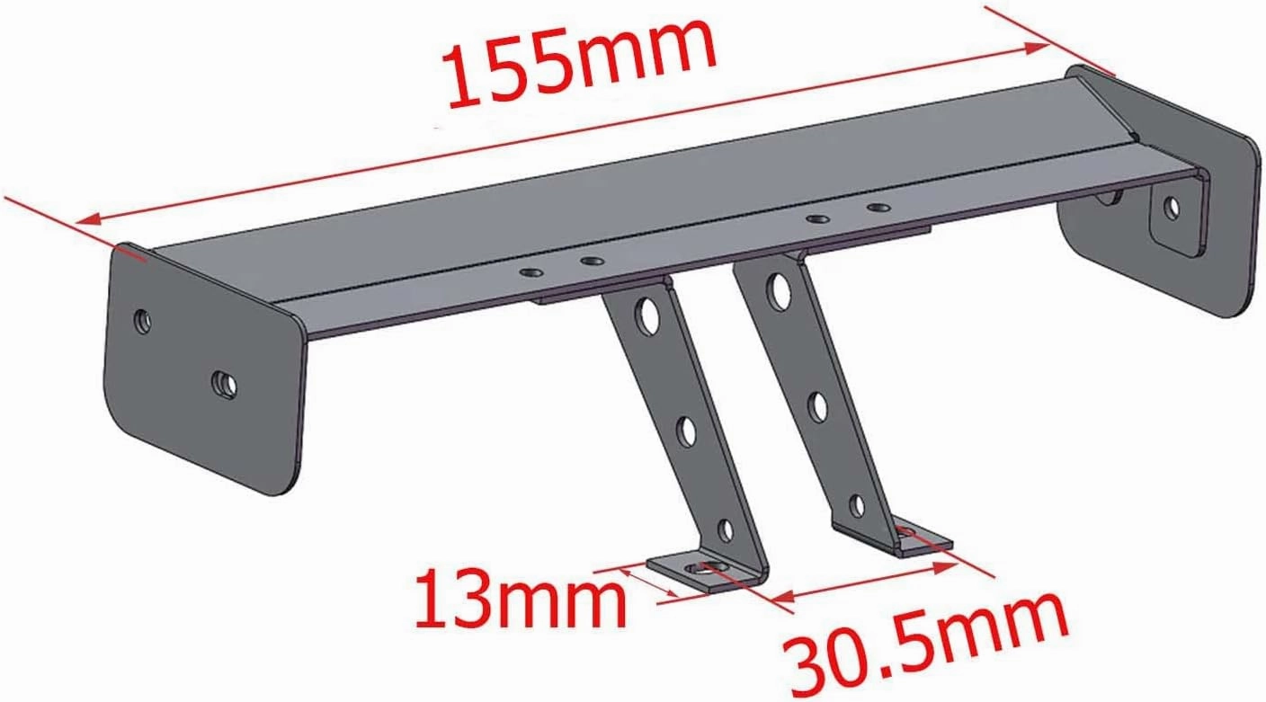 RC Metal Alloy Rear Wing Tail Spoiler for 1/10 RC On Road Racing Drift Car HSP HPI Redcat Kyosho Tamiya TT-01 TT02 (155mm)