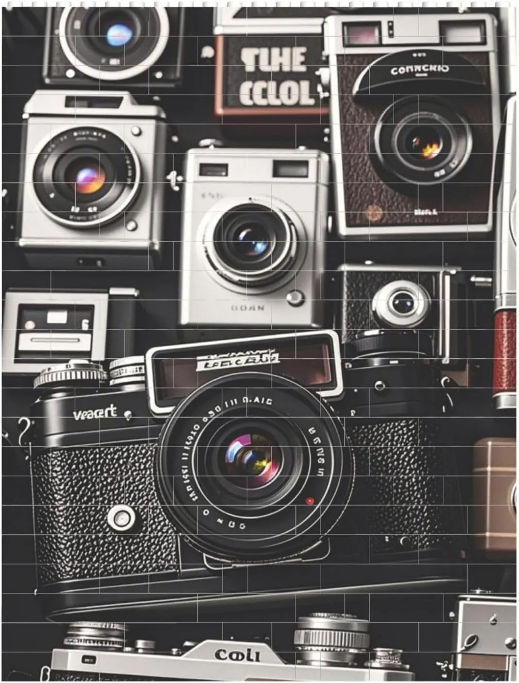 Retro Cool Camera Collection Building Block Puzzle Personalized Building Bricks for Adults Block Puzzle Building DIY Brick Block Puzzles Valentine's Day Gifts for Home Decor Brick Puzzle