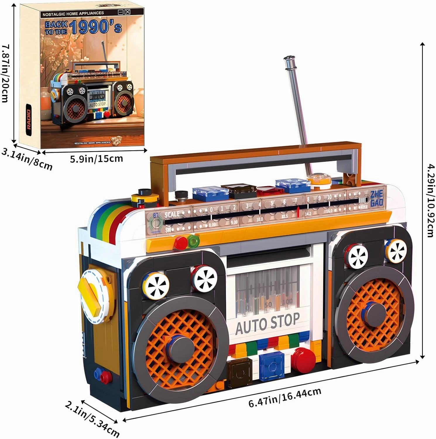 Retro Radio Mini Building Block Sets，Record Player Model Collectible Building Set Toys Gift for Kid Adults(554 Pieces)
