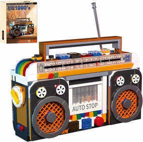 Retro Radio Mini Building Block Sets，Record Player Model Collectible Building Set Toys Gift for Kid Adults(554 Pieces)