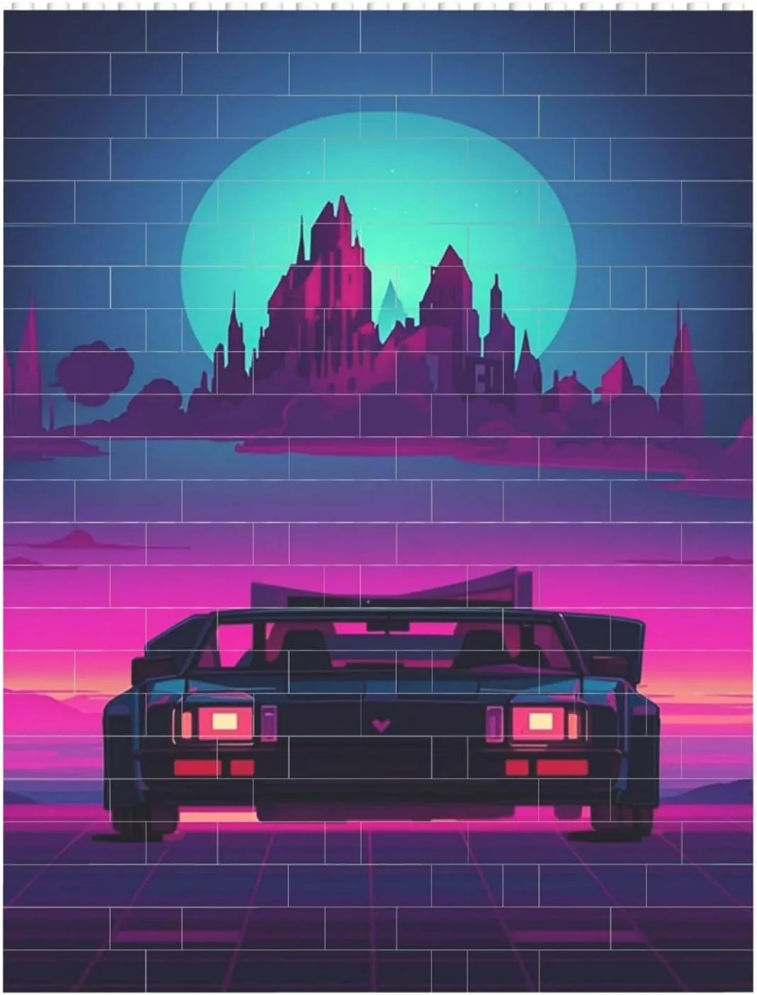 Retrowave Pictures Building Block Puzzle Personalized Building Bricks for Adults Block Puzzle Building DIY Brick Block Puzzles Valentine's Day Gifts for Home Decor Brick Puzzle