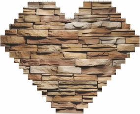 Rustic Rocks Brick Wall Building Block Puzzle Heart Shaped Personalized Photo Building Blocks Puzzles Family Keepsake Diy Romantic Home Decor Anniversary Birthday Gifts For Her, Him, Lovers, Couples