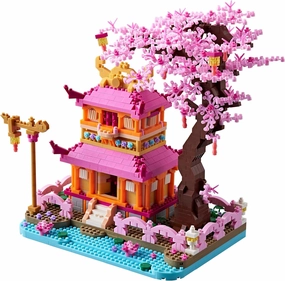 Sakura Tree House Micro Building Block Model for Adults, Japanese Cherry Blossom Treehouse Building Set - Ideal Gift for Girls Age of 14 , Woman or Lover - Challenging, Creative, Collector's Item