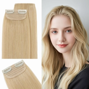 SEGO 2PCS Clip in Remy Human Hair Extensions 2 Clips Clip in Mini Hairpieces Seamless Invisible Hairpin For Women with Thinning Hair Adding Hair Volume 4/6/8/10/12 Inches 16/20/24/30/34g