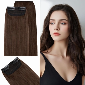 SEGO 2PCS Clip in Remy Human Hair Extensions 2 Clips Clip in Mini Hairpieces Seamless Invisible Hairpin For Women with Thinning Hair Adding Hair Volume 4/6/8/10/12 Inches 16/20/24/30/34g