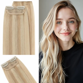 SEGO 2PCS Clip in Remy Human Hair Extensions 2 Clips Clip in Mini Hairpieces Seamless Invisible Hairpin For Women with Thinning Hair Adding Hair Volume 4/6/8/10/12 Inches 16/20/24/30/34g
