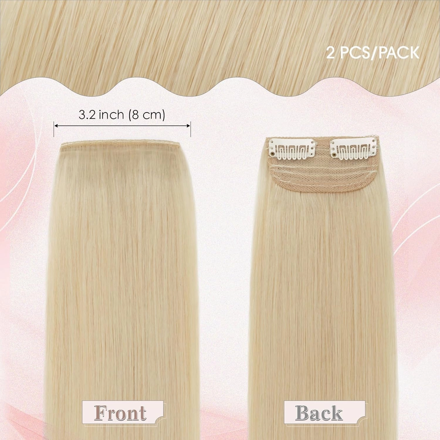 SEGO Clip in Hair Extensions for Women, 100% Remy Human Hair, Mini Hairpieces with 2 Clips, Short Extensions to Add Hair Volume, 2 Pcs, 4 Inches, 16g, Bleach Blonde