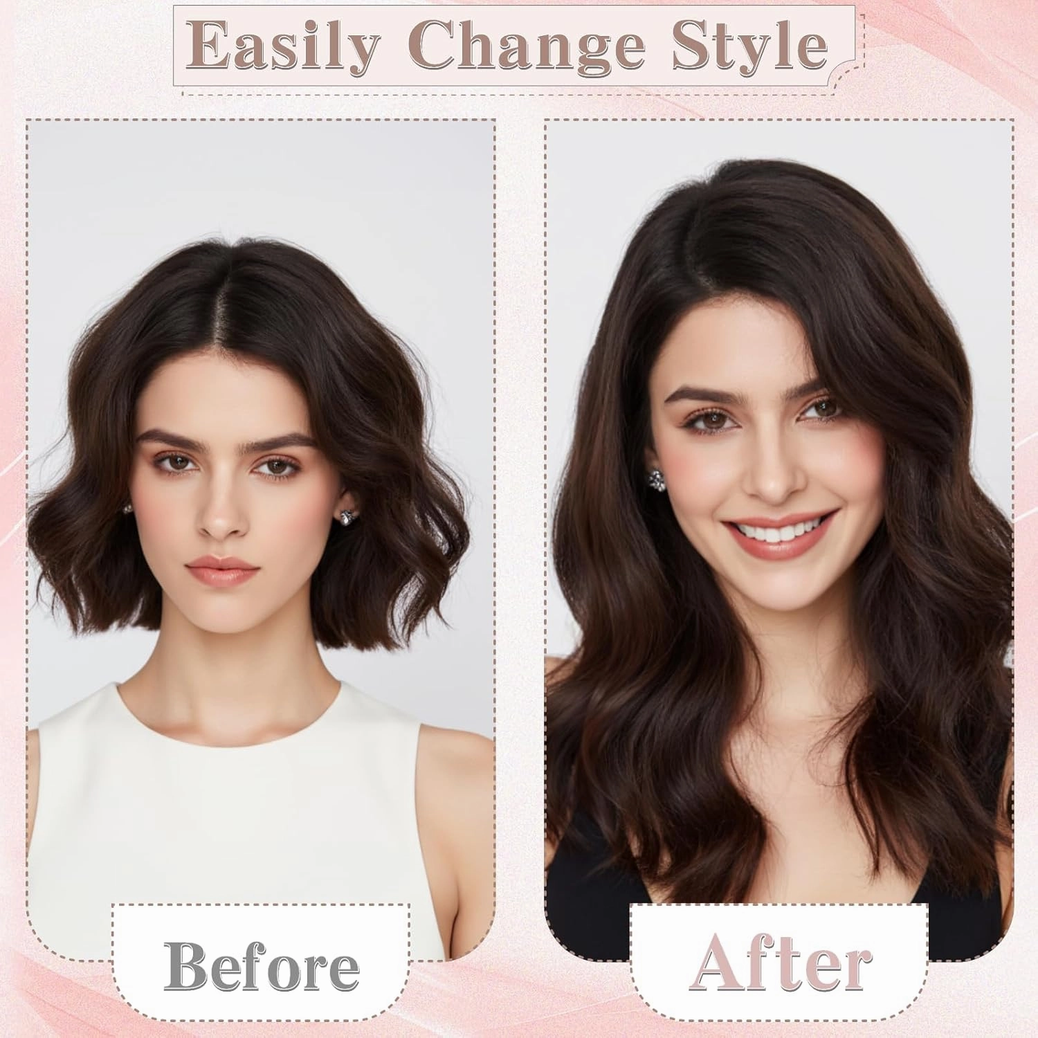 SEGO Clip in Hair Extensions for Women, 100% Remy Human Hair, Mini Hairpieces with 2 Clips, Short Extensions to Add Hair Volume, 2 Pcs, 4 Inches, 16g, Dark Blonde