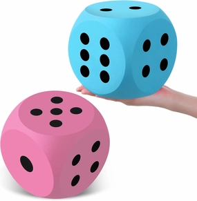 Shappy 6 Inches Foam Dice Fun Filled Large Educational Toy Kawaii Giant Dice Decorative Eva Foam Jumbo Cube Big Square Building Blocks for Game Nights Learning Sessions (Pink and Blue,2 Pcs)