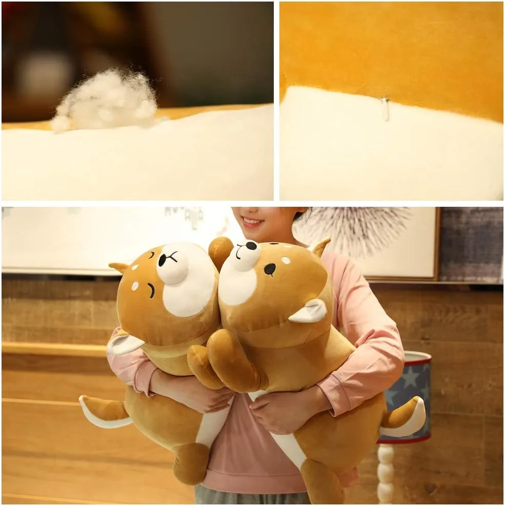 Shiba Inu Plush Pillow,Soft Corgi Stuffed Animals Toy Cute Sleeping Puppy Doll Gifts for Kids (Round Eyes, 29.5 inch)