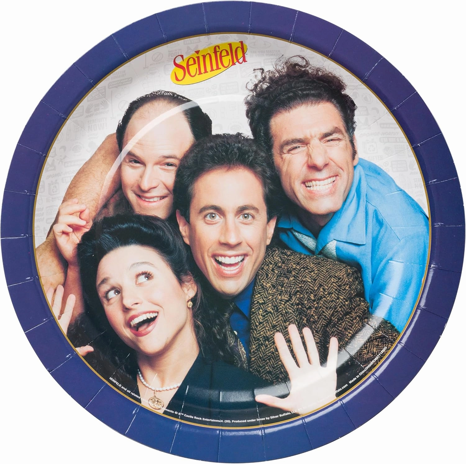 Silver Buffalo Seinfeld TV Series 60 Pack Partyware Disposable Paper Plates, Napkins, and Cups