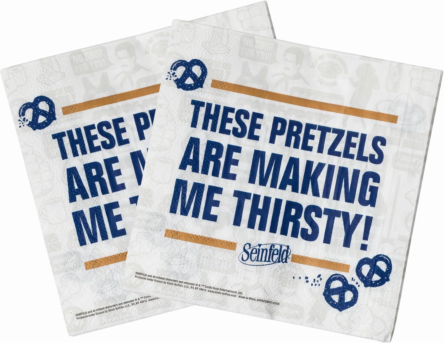 Silver Buffalo Seinfeld TV Series 60 Pack Partyware Disposable Paper Plates, Napkins, and Cups