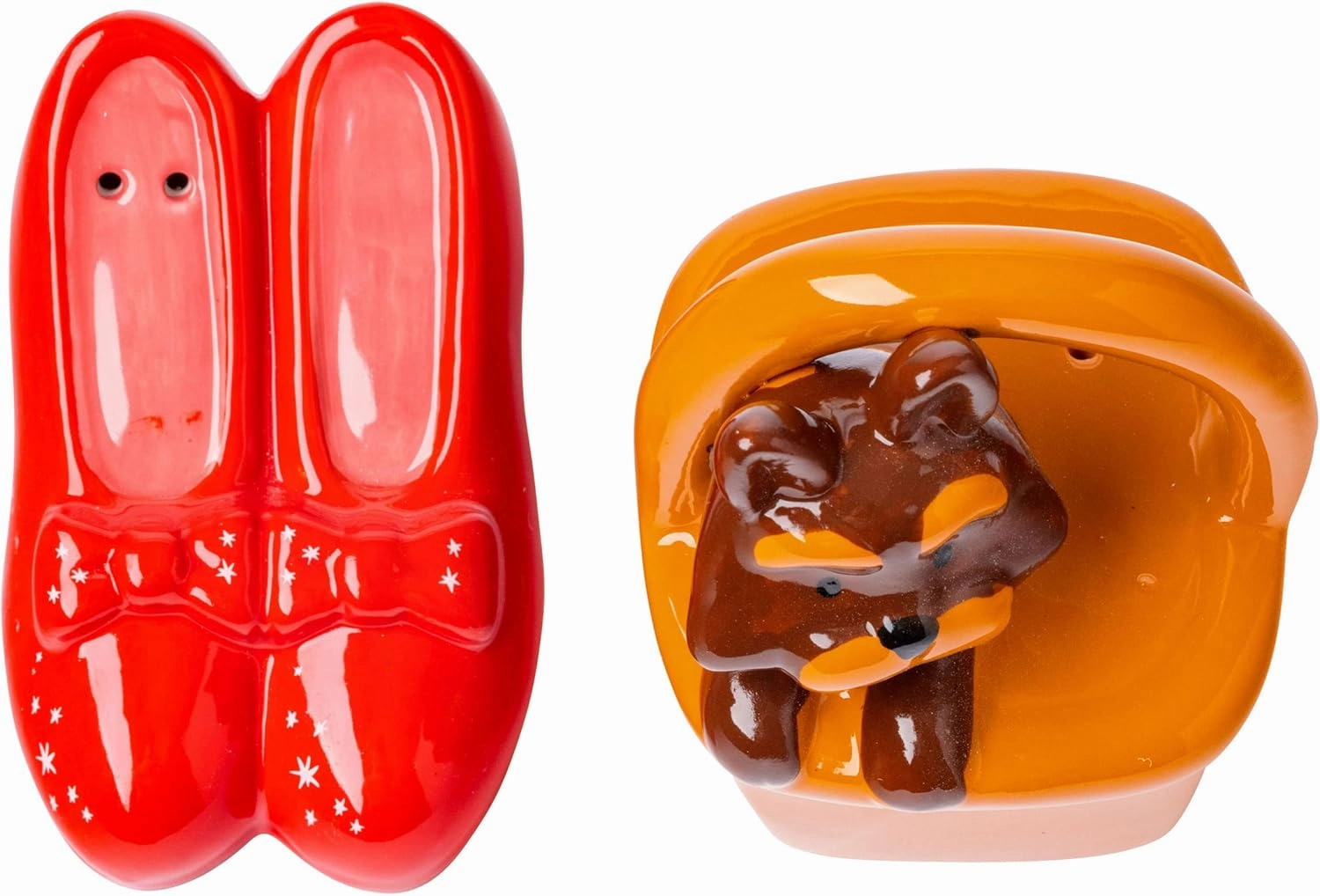 Silver Buffalo Wizard of Oz Ruby Slipper Toto 2pc Ceramic Salt and Pepper Shaker, Multicolor, Standard