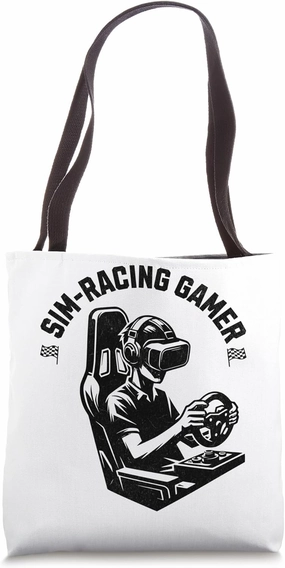 Sim-Racing Gamer Thrill VR Virtual Headset Racing Gamer Tote Bag