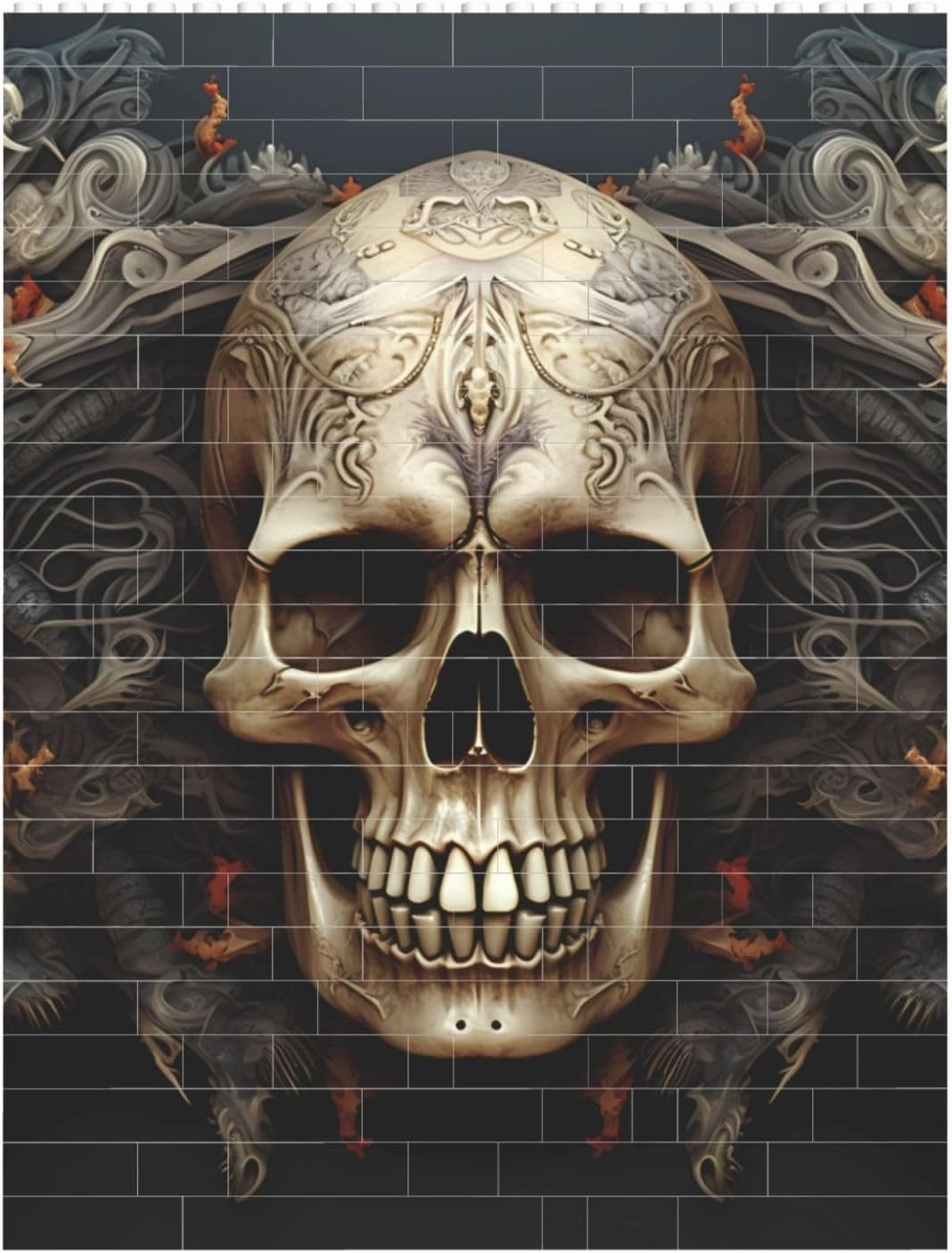 Skulls Building Block Puzzle Personalized Building Bricks for Adults Square Shaped Block Puzzle Building Brick Block Puzzles Valentine's Day Gifts for Home Decor Brick Puzzle