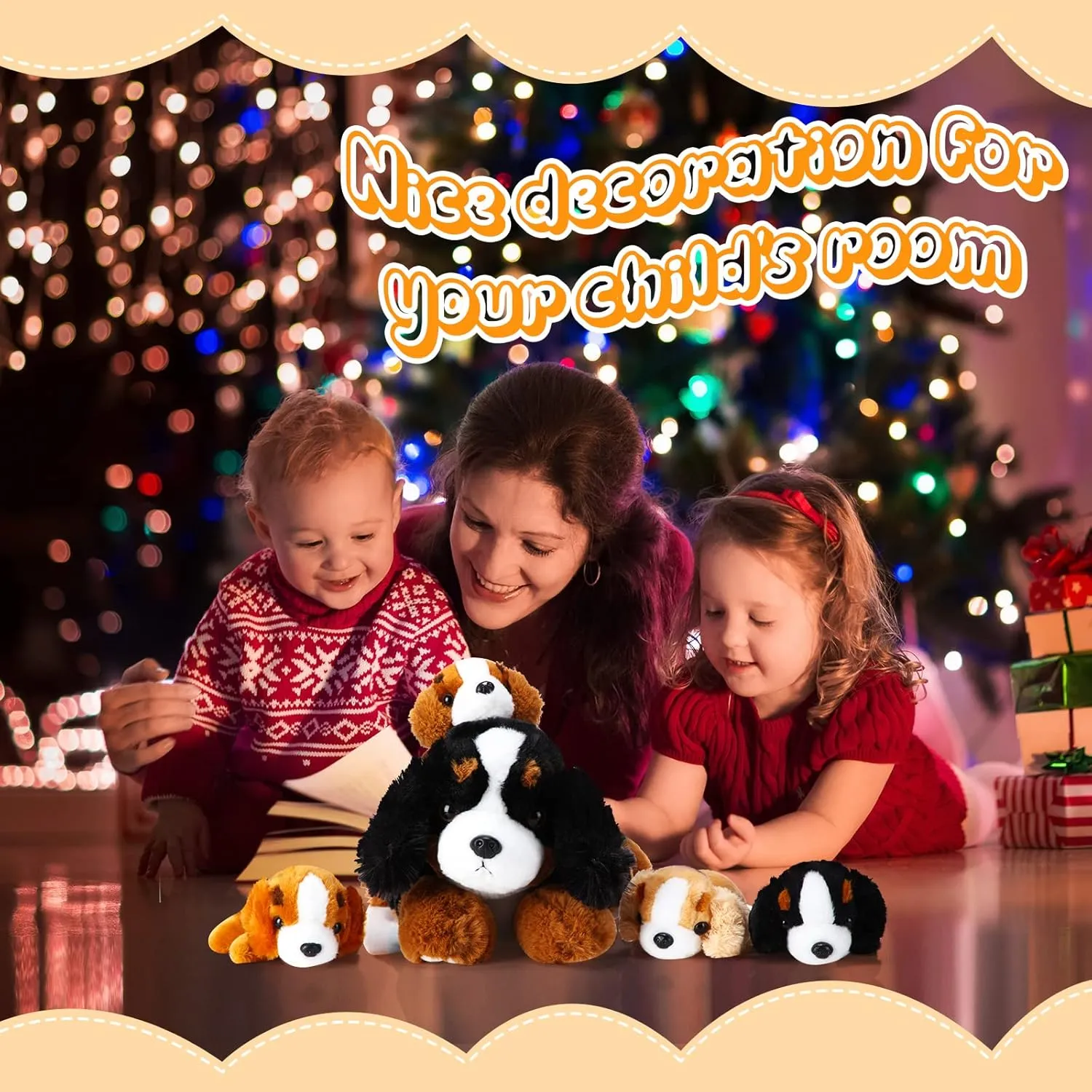 Skylety 5 Pcs Dog Stuffed Animal Puppy Stuffed Animal with Babies Inside 1 Big Mommy with 4 Mini Baby Cute Soft Puppies for Children Birthday Party Adopt a Dog Party Favors(Mountain Dog)
