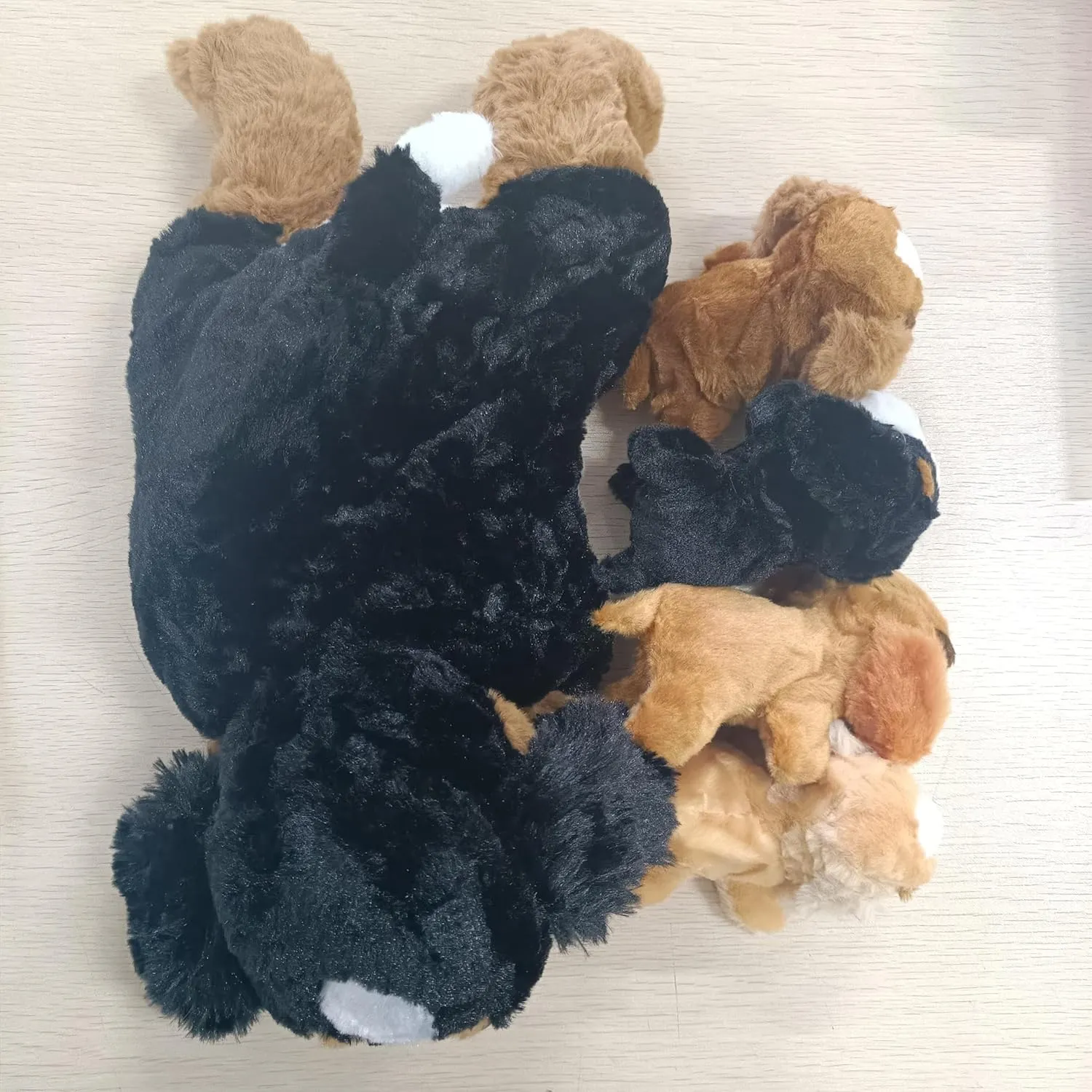 Skylety 5 Pcs Dog Stuffed Animal Puppy Stuffed Animal with Babies Inside 1 Big Mommy with 4 Mini Baby Cute Soft Puppies for Children Birthday Party Adopt a Dog Party Favors(Mountain Dog)
