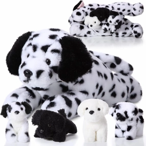 Skylety 5 Pcs Dog Stuffed Animal Puppy Stuffed Animal with Babies Inside 1 Big Mommy with 4 Mini Baby Cute Soft Puppies for Children Birthday Party Adopt a Dog Party Favors(Dalmatians)