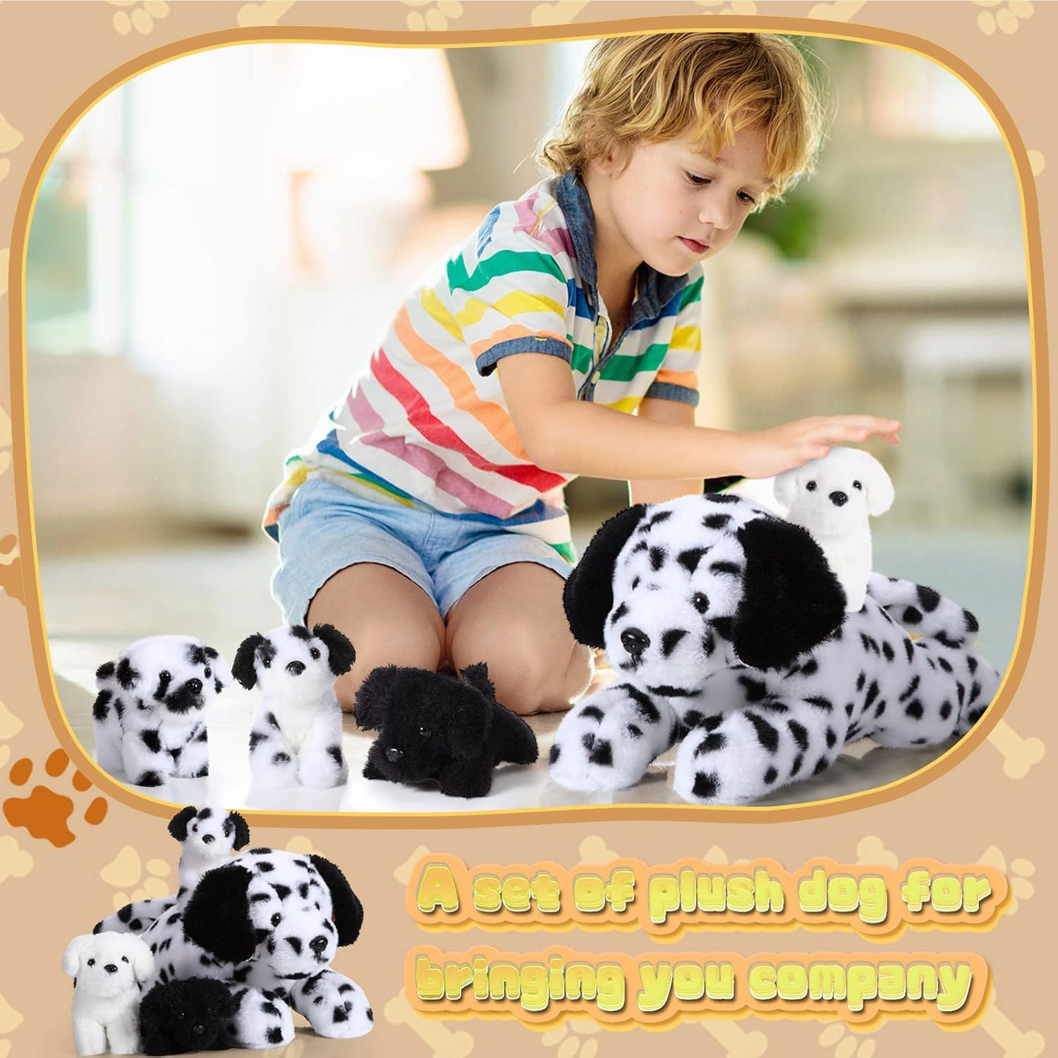 Skylety 5 Pcs Dog Stuffed Animal Puppy Stuffed Animal with Babies Inside 1 Big Mommy with 4 Mini Baby Cute Soft Puppies for Children Birthday Party Adopt a Dog Party Favors(Dalmatians)