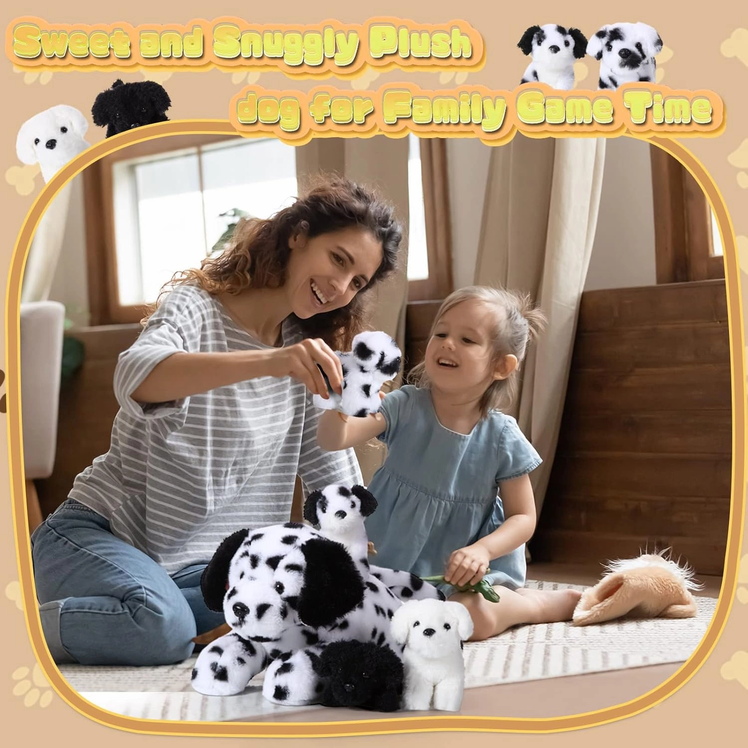 Skylety 5 Pcs Dog Stuffed Animal Puppy Stuffed Animal with Babies Inside 1 Big Mommy with 4 Mini Baby Cute Soft Puppies for Children Birthday Party Adopt a Dog Party Favors(Dalmatians)