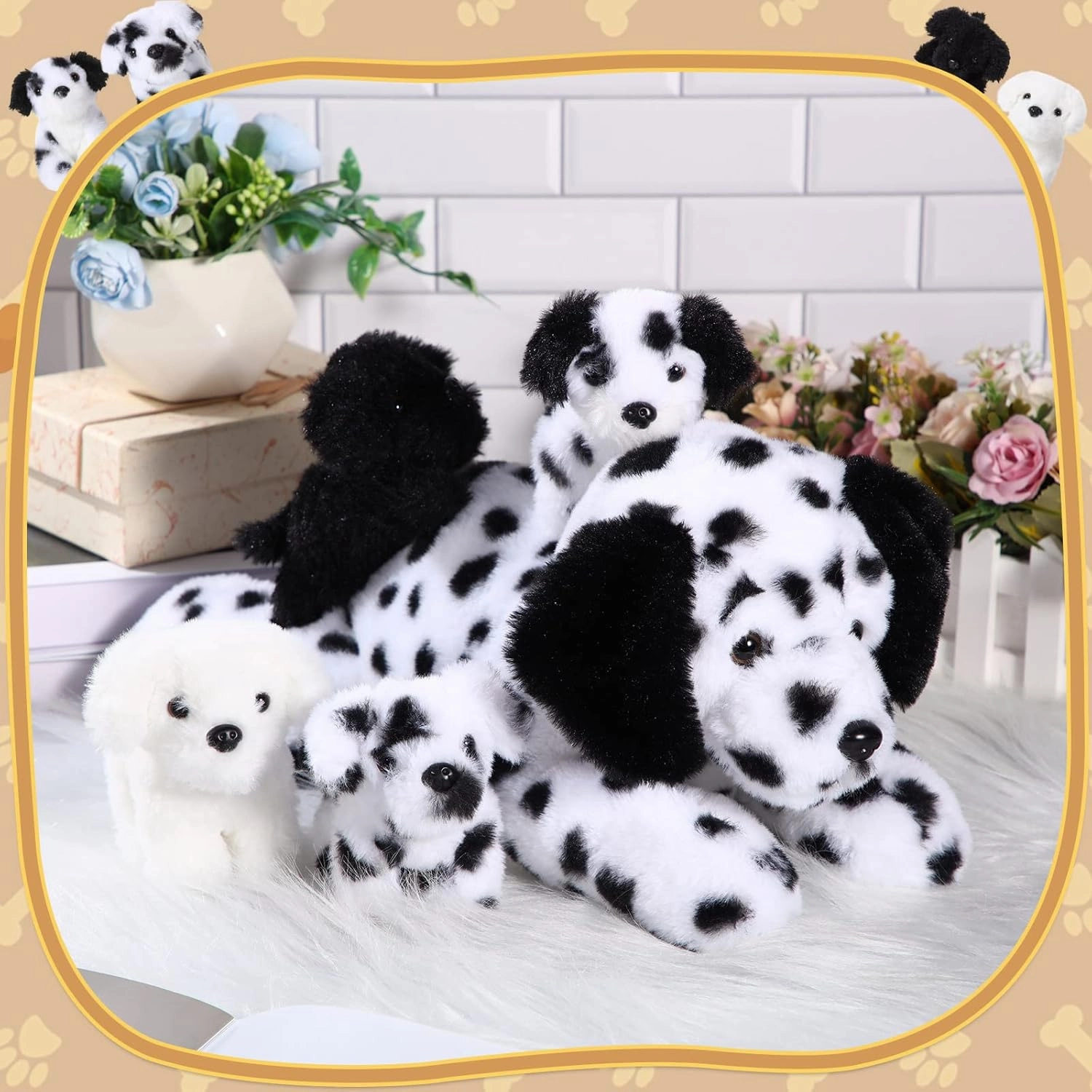 Skylety 5 Pcs Dog Stuffed Animal Puppy Stuffed Animal with Babies Inside 1 Big Mommy with 4 Mini Baby Cute Soft Puppies for Children Birthday Party Adopt a Dog Party Favors(Dalmatians)