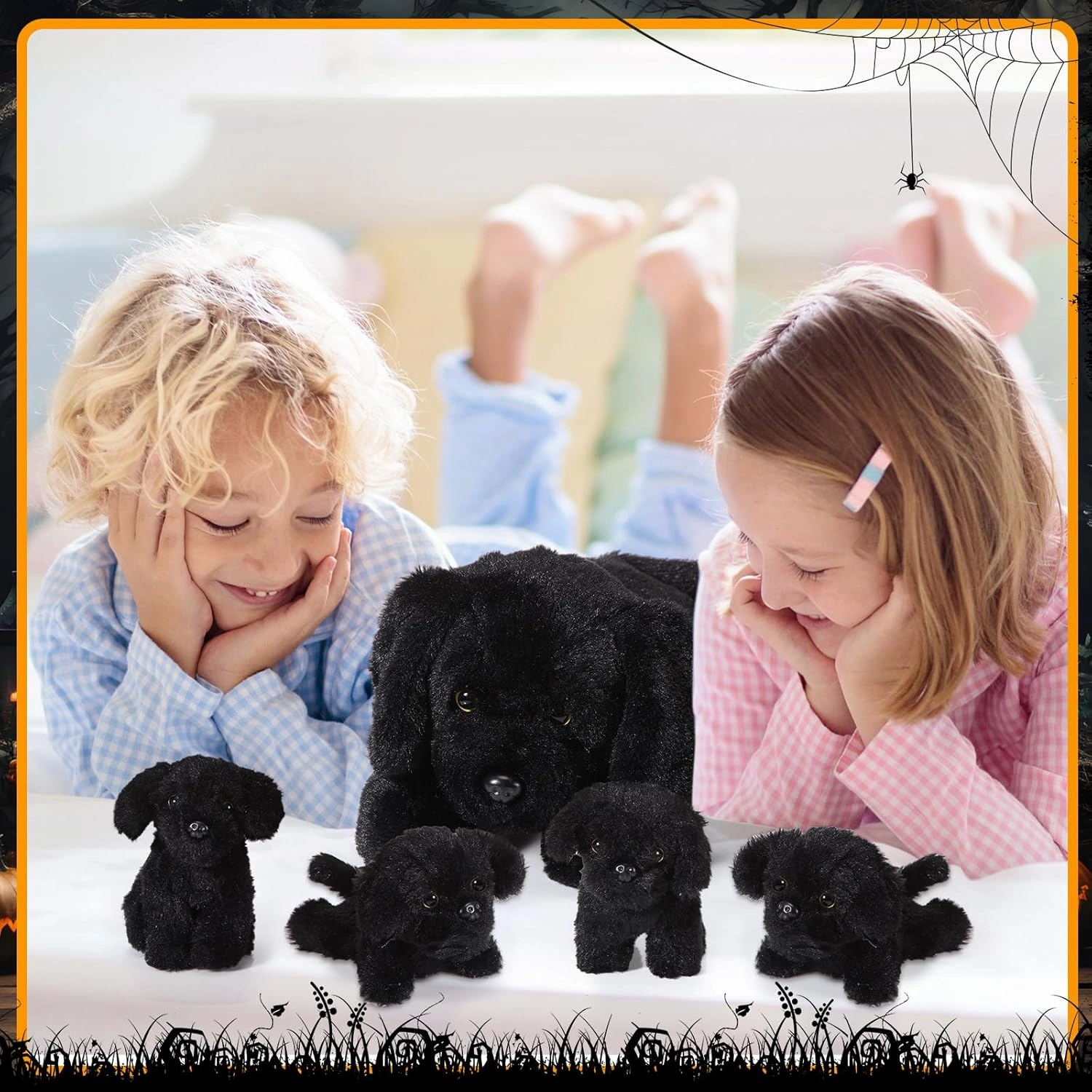 Skylety 5 Pcs Dog Stuffed Animal Puppy Stuffed Animal with Babies Inside 1 Big Mommy with 4 Mini Baby Cute Soft Puppies for Children Birthday Party Adopt a Dog Party Favors(Labrador)