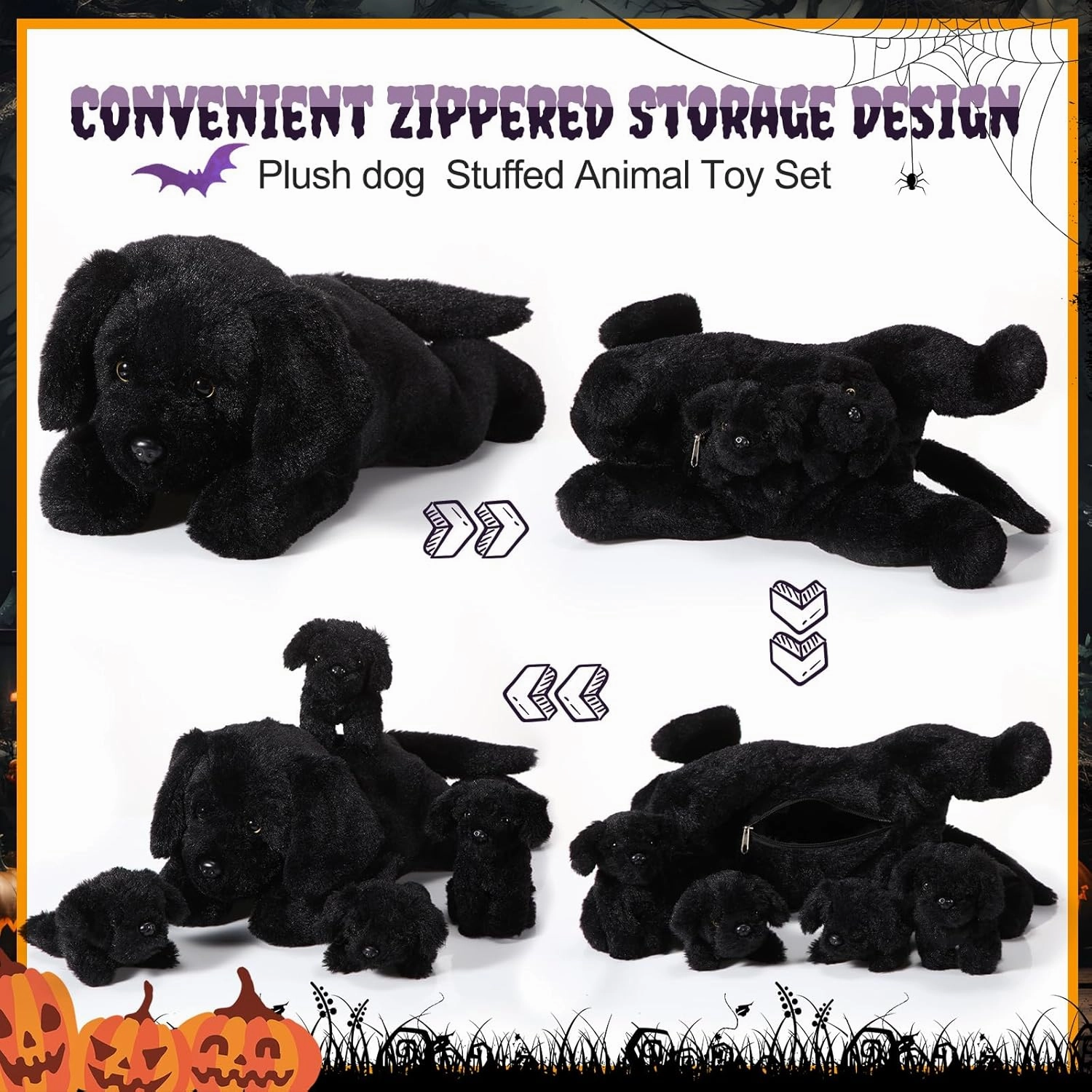 Skylety 5 Pcs Dog Stuffed Animal Puppy Stuffed Animal with Babies Inside 1 Big Mommy with 4 Mini Baby Cute Soft Puppies for Children Birthday Party Adopt a Dog Party Favors(Labrador)