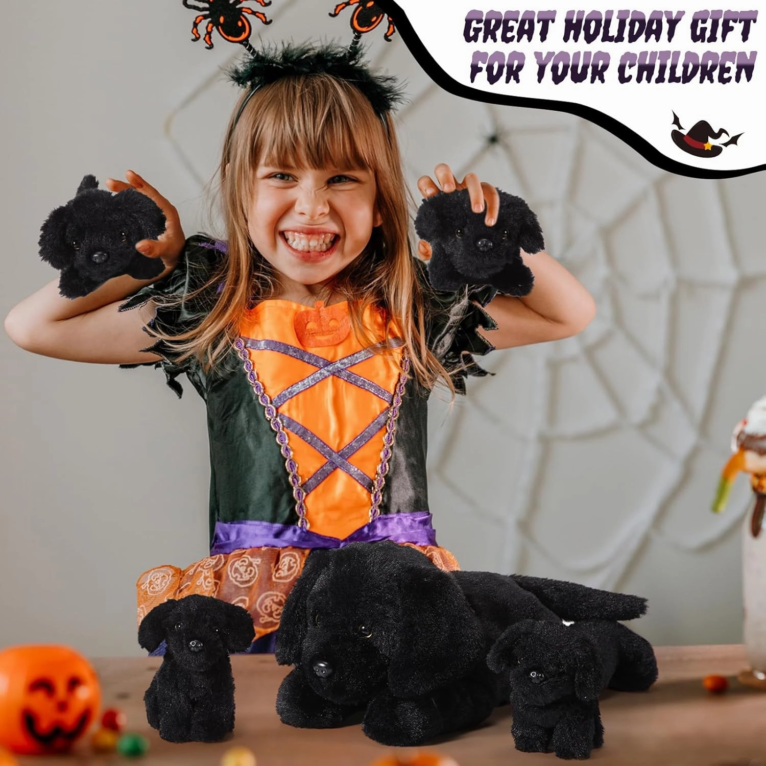 Skylety 5 Pcs Dog Stuffed Animal Puppy Stuffed Animal with Babies Inside 1 Big Mommy with 4 Mini Baby Cute Soft Puppies for Children Birthday Party Adopt a Dog Party Favors(Labrador)