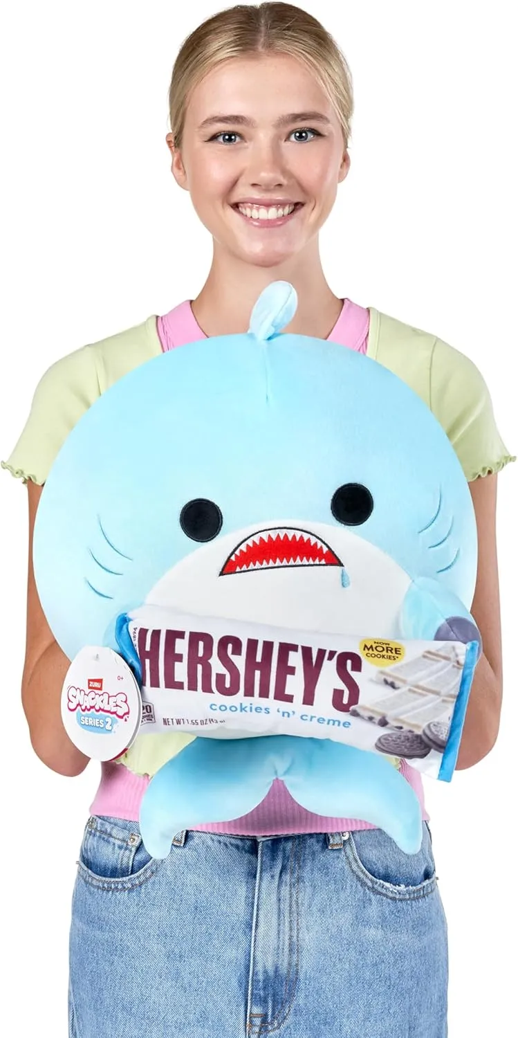 Snackles Series 2 Shark & Hershey (Cookies n Cream) 14 Inch Plush by ZURU, Ultra Soft Plush, Collectible Plush with Real Licensed Brands, Stuffed Animal, Giftable