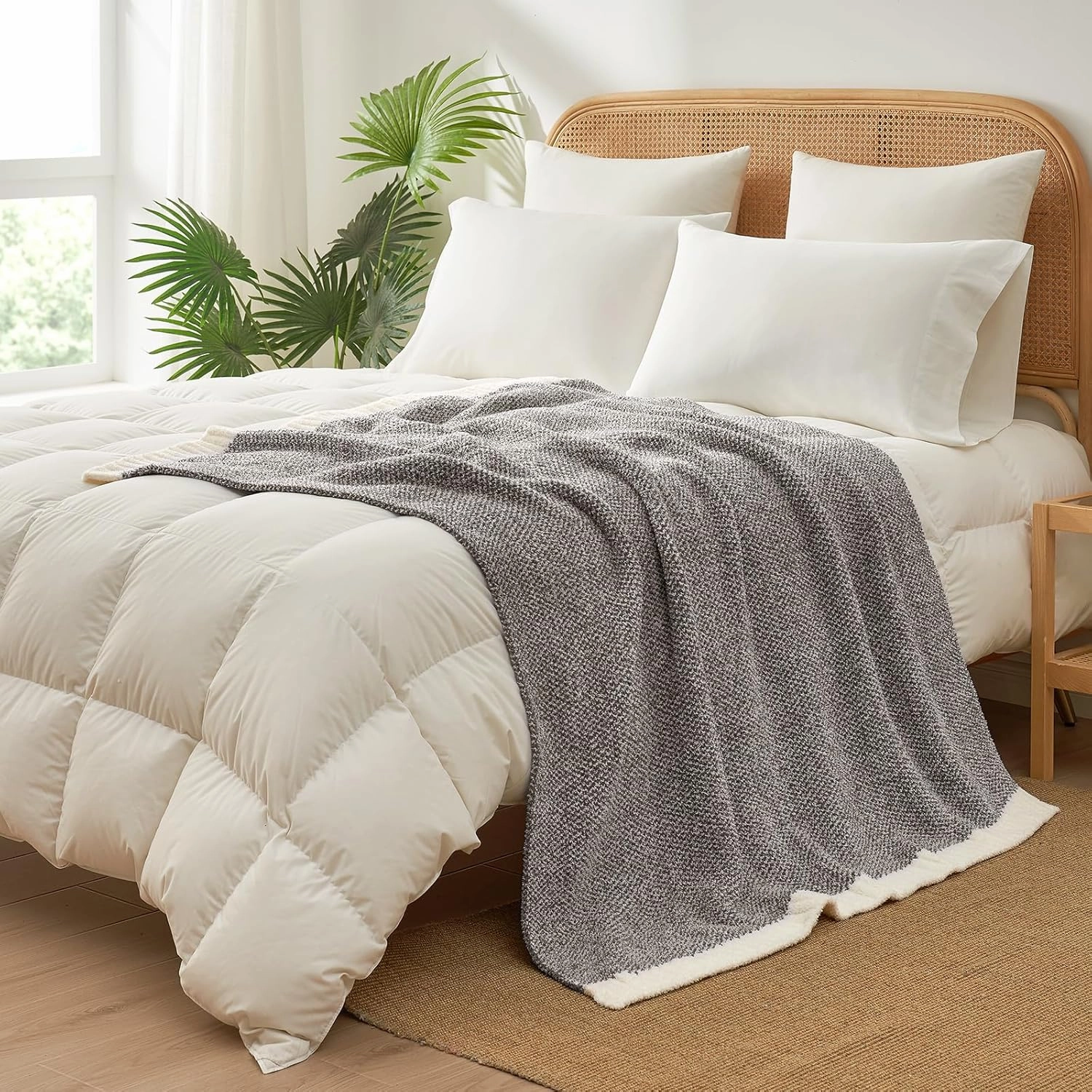 Snuggle Sac Grey Throw Blankets for Couch, Super Soft Warm Blankets Cozy Knit Fuzzy Plush Lightweight Throws for Sofa, Bed,Living Room, Dark Grey, 50x60 inches