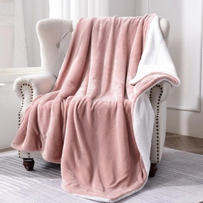 SOCHOW Sherpa Fleece Throw Blanket, Double-Sided Super Soft Luxurious Plush Blanket Twin Size 60 inchx80 inch, Dusty Pink,