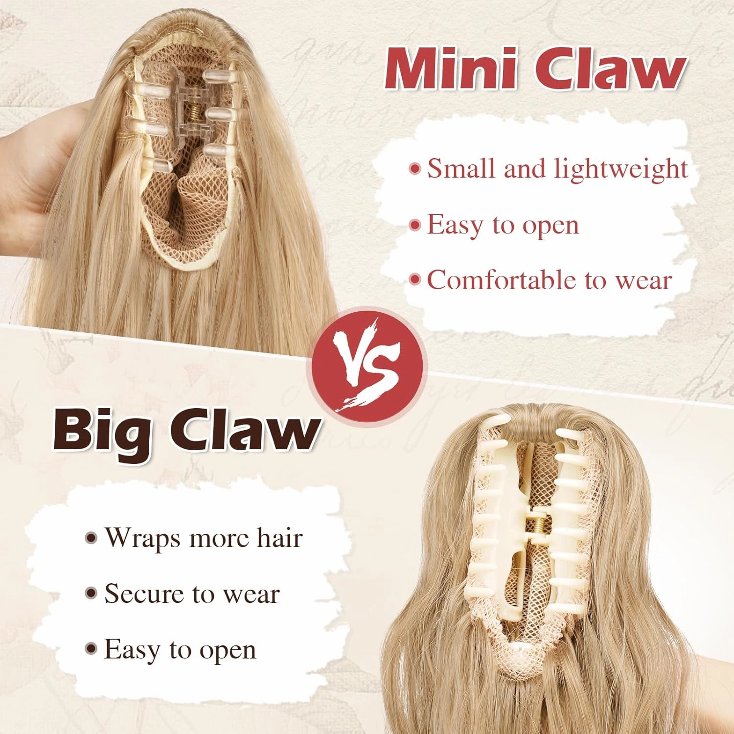 SOFEIYAN Ponytail Extension 16" Curly Wavy Claw Clip Ponytail Hair Extensions Small Claw Clip in Hairpiece Fluffy Clip on Pony Tails Jaw Clips for Women Synthetic Hairpiece, Blonde&Gold Highlights