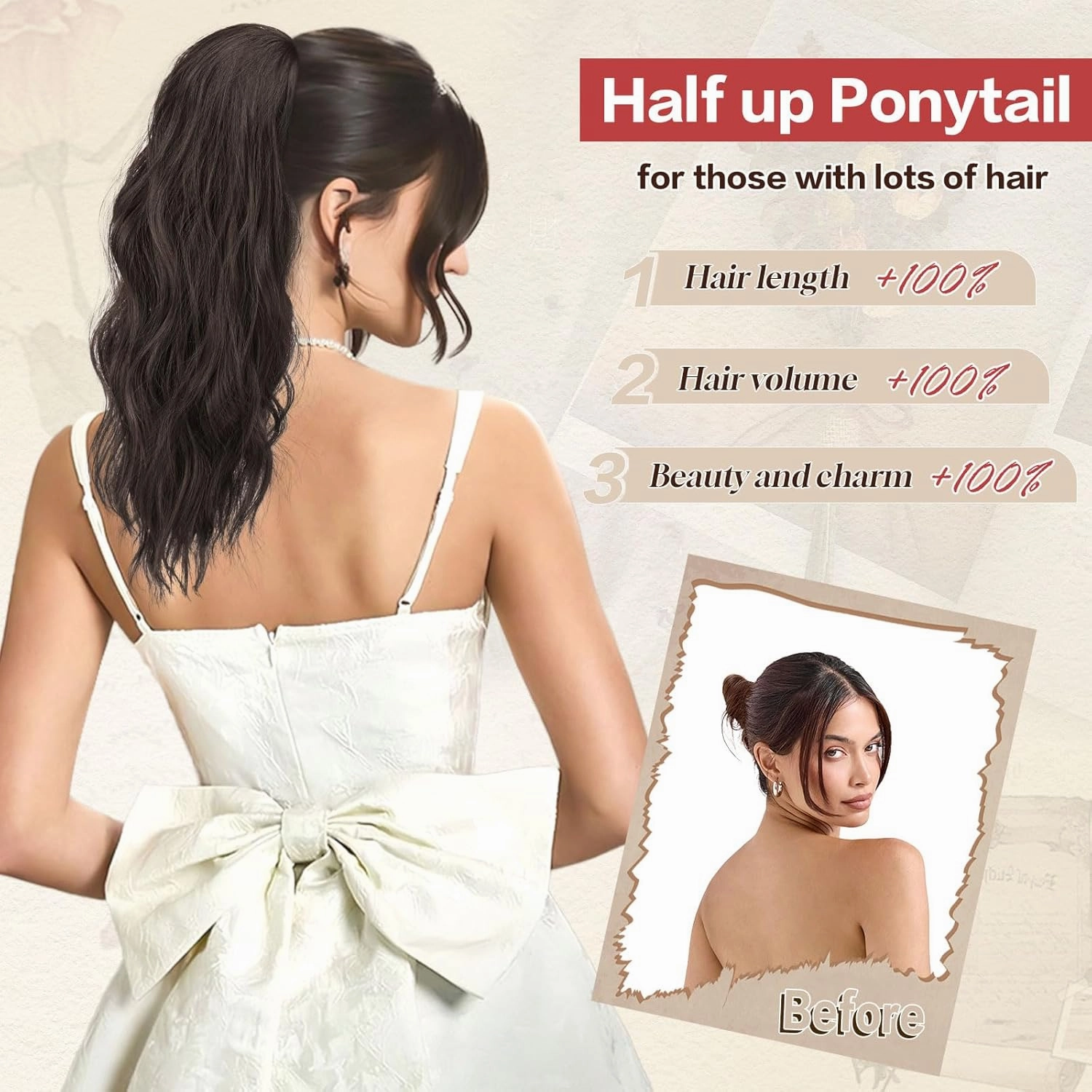 SOFEIYAN Ponytail Extension 16" Curly Wavy Claw Clip Ponytail Hair Extensions Small Claw Clip in Hairpiece Fluffy Clip on Pony Tails Jaw Clips for Women Synthetic Hairpiece, Brown & Blonde