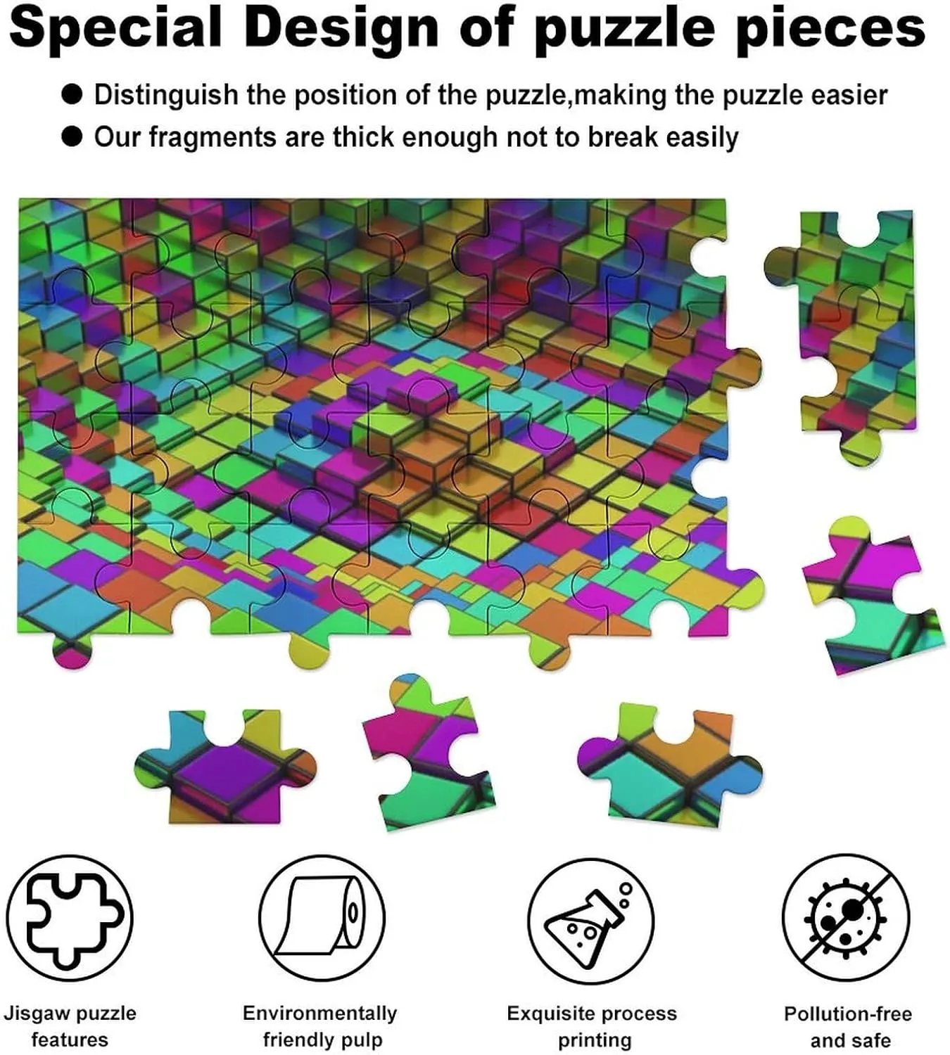 Soft Cube Pattern DIY Wooden Puzzle Adult Picture Puzzles Colorful Home Decoration Creative Gifts