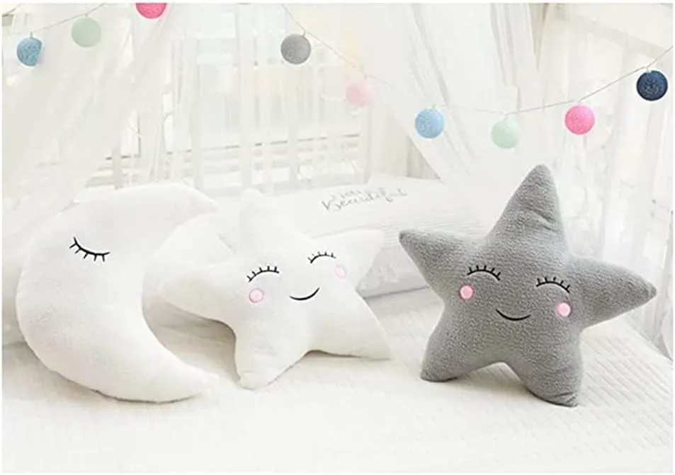 Soft Plush Star Pillow Moon Cloud Fresh Cushion Bed Pillow Home Office Sofa car seat Cushion Party Supplies (White, Clouds (21.5 * 17.7) inch)